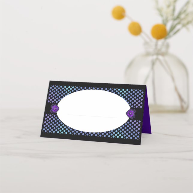 Purple umbrella & hearts .7 place card (Front)