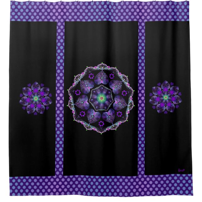 Purple umbrella & hearts .7 shower curtain (Front)