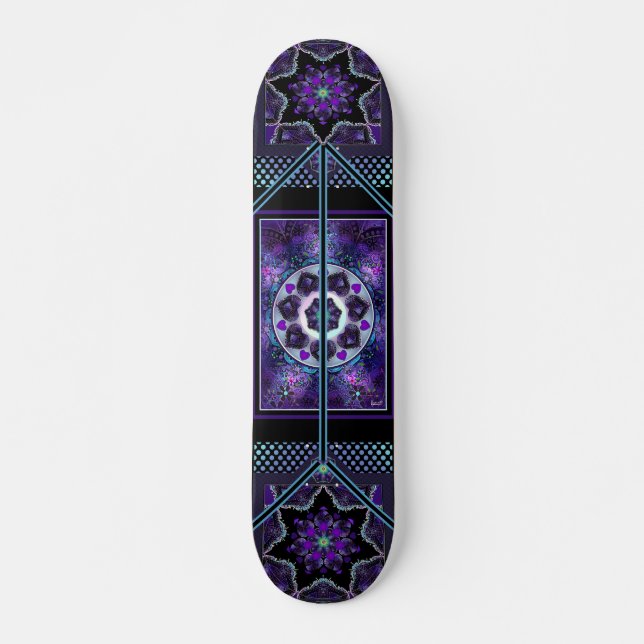 Purple umbrella & hearts .7 skateboard (Front)