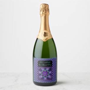 Purple umbrella & hearts .7 sparkling wine label