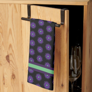Purple umbrella & hearts .7 tea towel