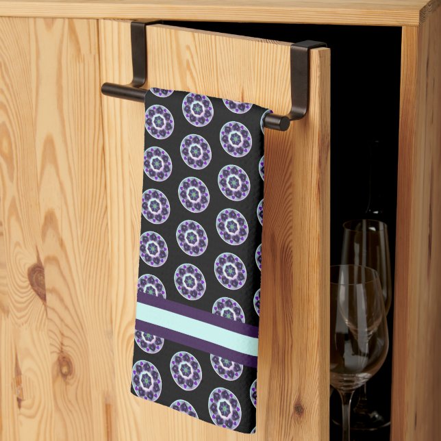 Purple umbrella & hearts .7 tea towel (Thirds Fold)