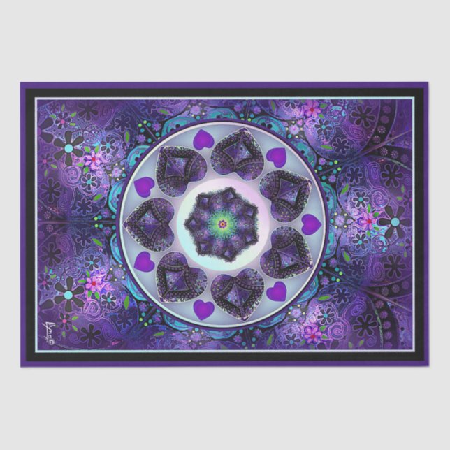 Purple umbrella & hearts .7 tissue paper (Front)