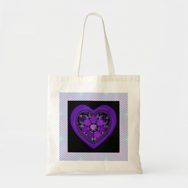 Purple umbrella & hearts .7 tote bag (Front)