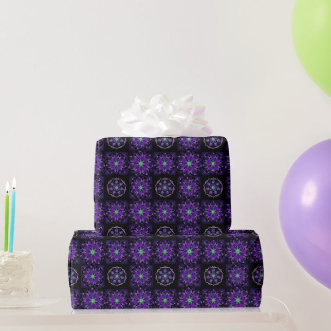Purple umbrella & hearts .7 wrapping paper (Party Gifts)