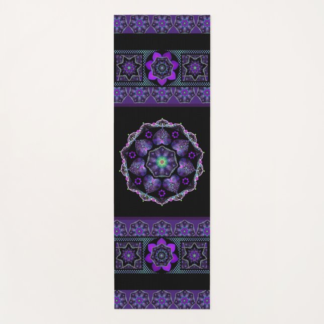Purple umbrella & hearts .7 yoga mat (Front)