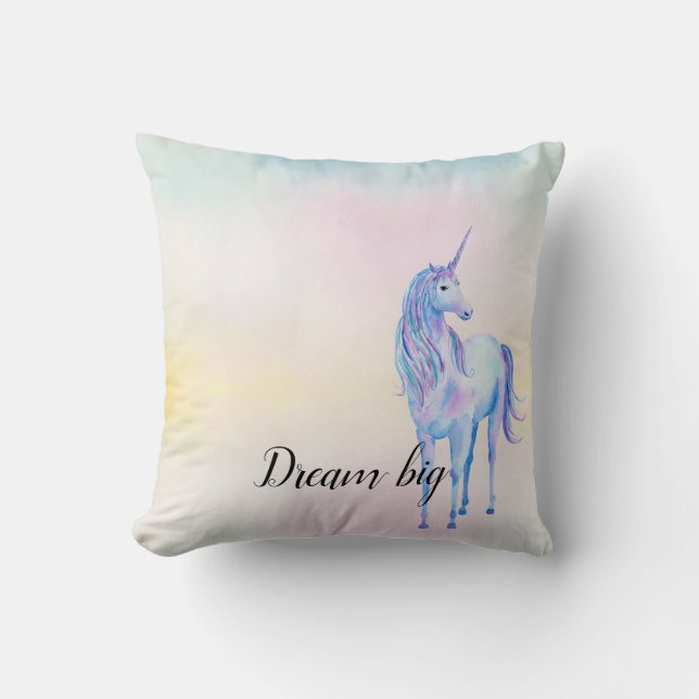Purple Unicorn Aqua Pink Yellow Tie Dye Cushion (Front)