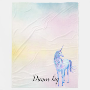 Purple Unicorn Aqua Pink Yellow Tie Dye Fleece Blanket