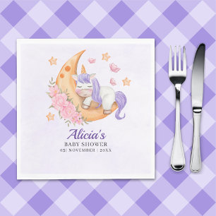 Purple Unicorn Baby Shower Girl Napkin