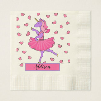 Purple unicorn ballerina with pink tutu napkins