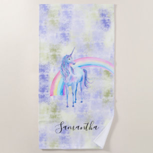 Purple Unicorn Beach Towel