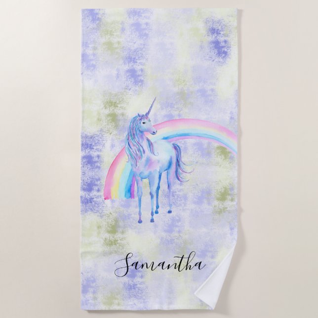 Purple Unicorn Beach Towel (Front)