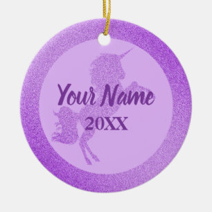 Purple Unicorn Birthday Ceramic Tree Decoration