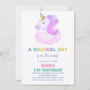 Purple Unicorn Birthday Invitations