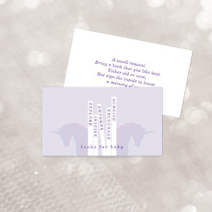 Purple Unicorn Bookends Books for Baby Enclosure Card