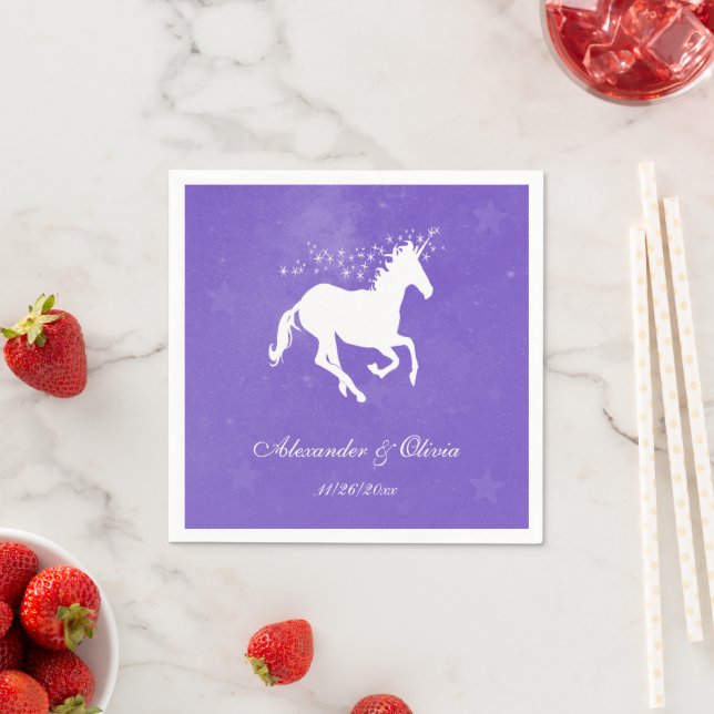 Purple Unicorn Bridal Shower Napkin (Insitu)