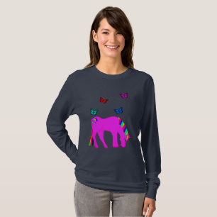 Purple Unicorn & Butterflies Ladies Long Sleeve T-Shirt