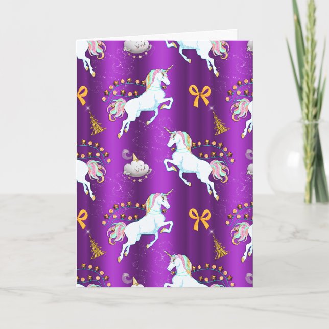 Purple Unicorn Christmas Card (Front)