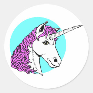 Purple Unicorn Classic Round Sticker