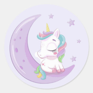 Purple Unicorn  Classic Round Sticker