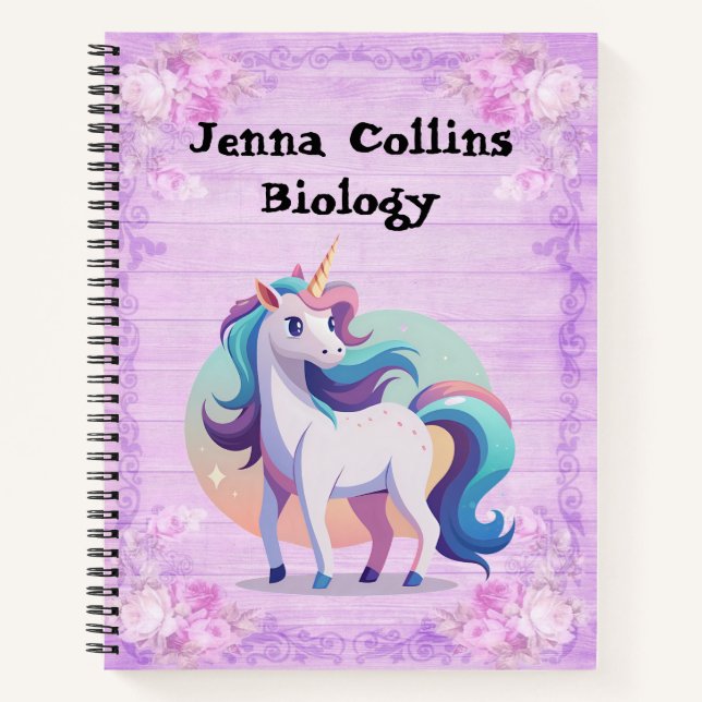 Purple Unicorn Custom  Notebook (Front)