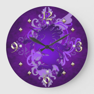 Purple Unicorn Fantasy Clock