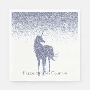 Purple Unicorn Glitter Napkin