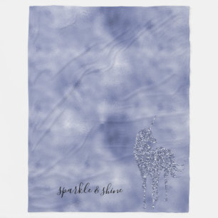 Purple Unicorn Glitter personalised Fleece Blanket