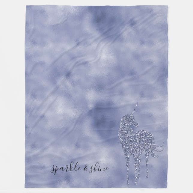 Purple Unicorn Glitter personalised Fleece Blanket (Front)