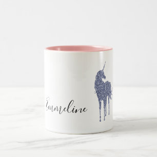 Purple Unicorn Glitter personalised Two-Tone Coffee Mug