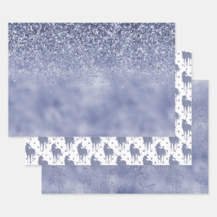 Purple Unicorn Glitter Wrapping Paper Sheet