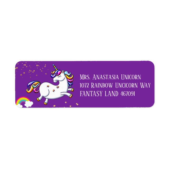 Purple Unicorn, Gold Stars and Rainbow (Front)