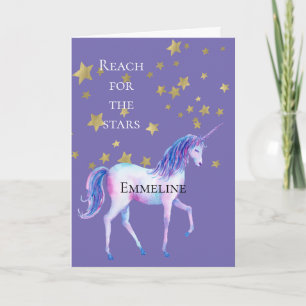 Purple Unicorn Gold Stars Card