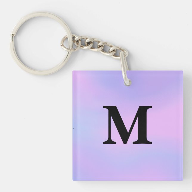 Purple unicorn gradient Custom Name Keychain (Front)