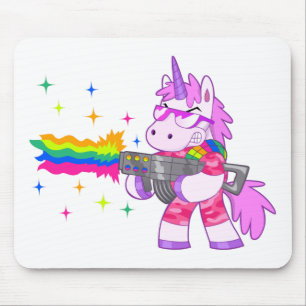 Purple Unicorn - Gun Mouse Mat