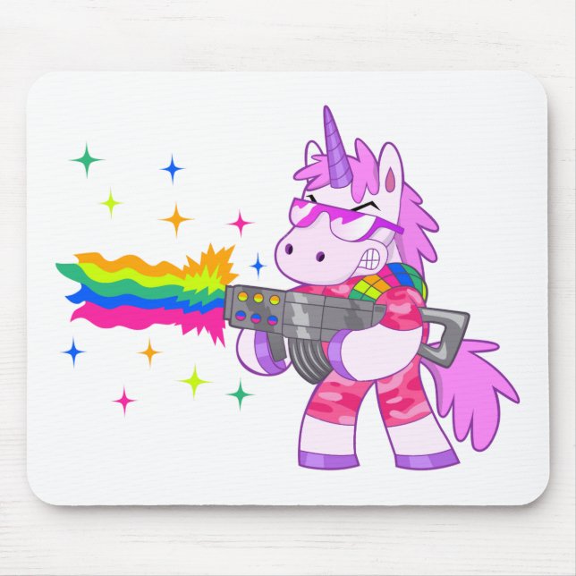 Purple Unicorn - Gun Mouse Mat (Front)