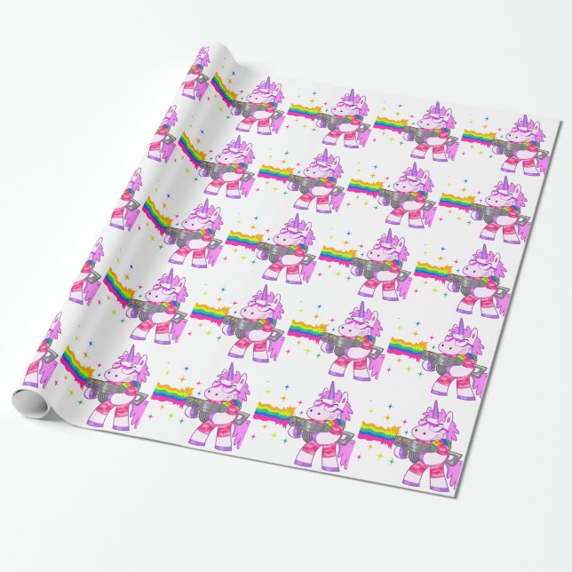 Purple Unicorn - Gun Wrapping Paper (Unrolled)