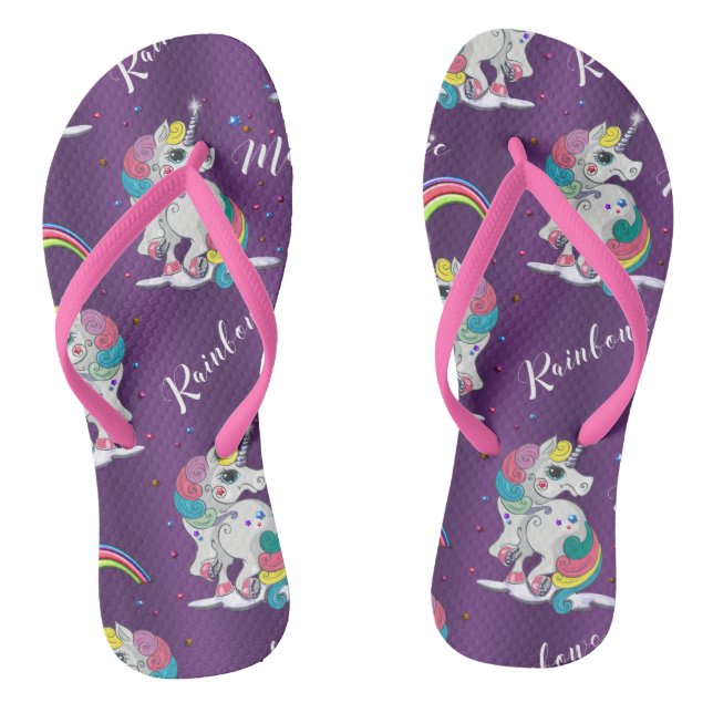 Purple Unicorn Magic Flip Flops (Footbed)