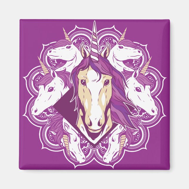 Purple Unicorn Mandala Magnet (Front)