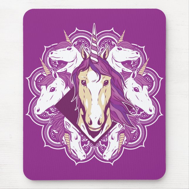 Purple Unicorn Mandala Mouse Mat (Front)