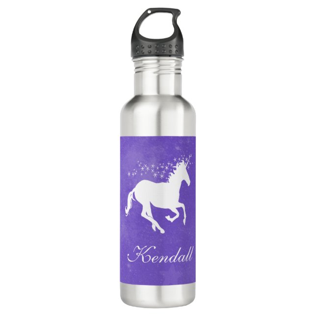 Purple Unicorn Personalised 710 Ml Water Bottle (Front)