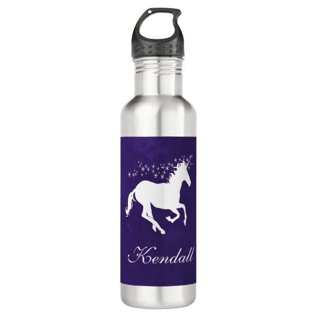 Purple Unicorn Personalised 710 Ml Water Bottle (Front)