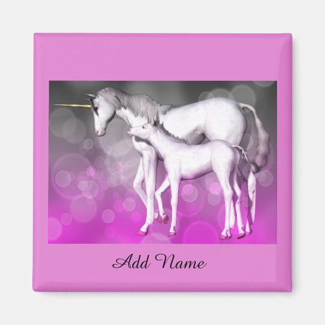 Purple Unicorn Personalised Magnet (Front)