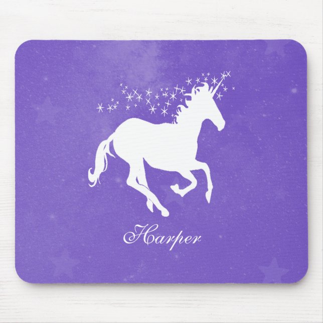 Purple Unicorn Personalised Mouse Pad (Front)