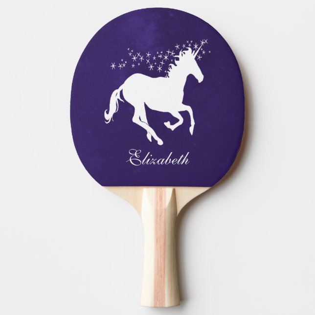 Purple Unicorn Personalised Ping Pong Paddle (Front)