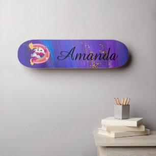 Purple unicorn personalised   skateboard