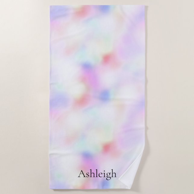Purple Unicorn Pink Peach Rainbow    Beach Towel (Front)
