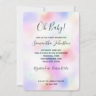 Purple Unicorn Pink Peach Rainbow    Invitation