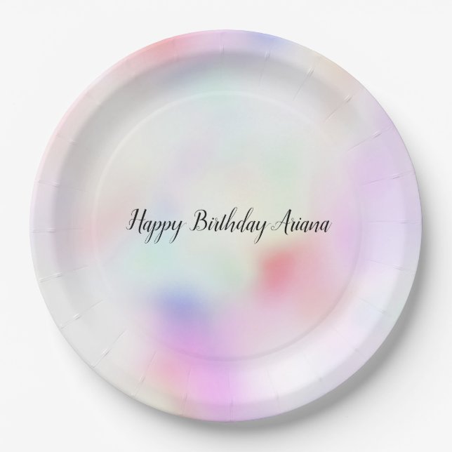 Purple Unicorn Pink Peach Rainbow   Paper Plate (Front)