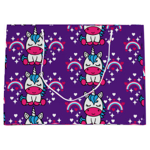 Purple Unicorn Pony Birthday Large Gift Bag